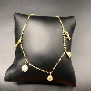 Elegant 935 Gold over Sterling Silver CZ Charms bracelet or Anklet